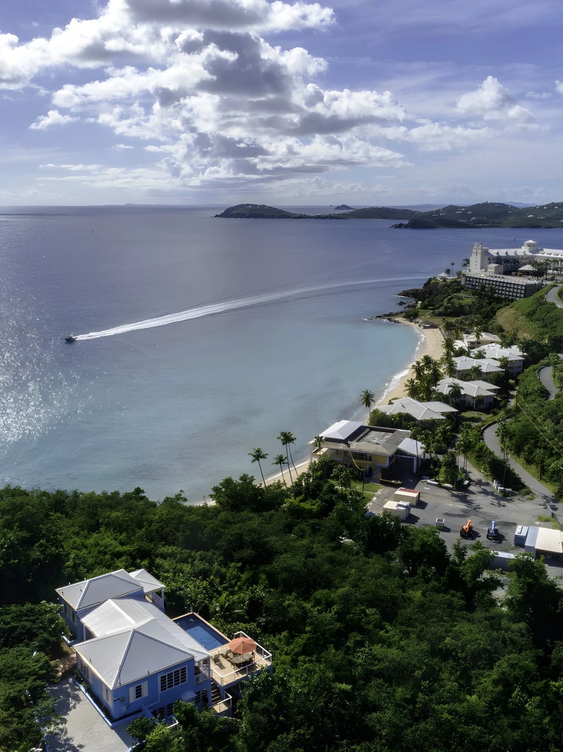 Aerial view of CalypsoBlu and the coastline
